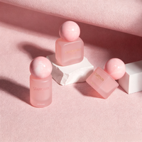 Botol Kutek Kaca Kosong 10 mL Transparan Pink dengan Tutup Bulat dan Kuas Grosir untuk Salon Kuku