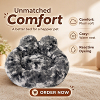 Coussin pour chat et chien en fausse fourrure moderne, doux, écologique, antidérapant, en forme de donut, pour un sommeil profond, design élégant