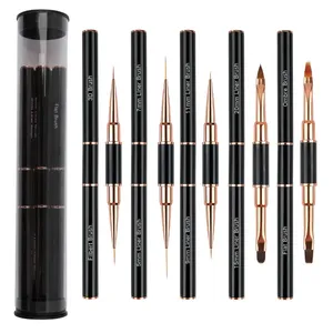 Ensemble de pinceaux pour nail art, 5 pièces, pinceaux à double extrémité pour lignes longues, pinceau fin pour détails des ongles, outils professionnels pour le nail art - Product Image 2