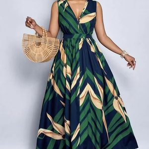 green emerald velvet dress Tropical Leaf Maxi Dress – Haute Glam Boutique main image 0