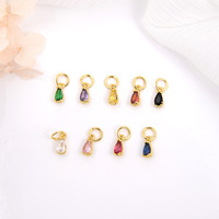 Aksesoris DIY HD300 Set Mikro Kuningan Zirkon Warna-warni Liontin Mini Bentuk Tetesan Air Emas Trendi untuk Pembuatan Gelang Kalung Anting