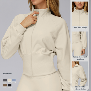 Chaqueta <span class=keywords><strong>de</strong></span> cuello alto personalizada para mujer, sudadera con cremallera a prueba <span class=keywords><strong>de</strong></span> viento, para correr, gimnasio al aire libre, Top activo, ropa deportiva <span class=keywords><strong>de</strong></span> otoño e invierno - Product Image 2