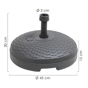 Base per Ombrellone in Resina, Stile Rattan, 45x15 cm, 20 Litri, Antracite - Product Image 1