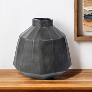 HMS 11 \ "vaso da tavolo rotondo in alluminio geometrico grigio di lusso moderno da pavimento e da tavolo vaso di fiori in metallo in ferro e vetro