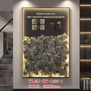 Cornice con Dollari, Arte Murale per Casa e Ufficio, Decorazione Motivazionale di Lusso, Dipinto LED Fatto a Mano - Product Image 1