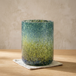 Porte-bougie cylindrique en verre mosaïque artisanal, résistant à la chaleur, taille moyenne, décoration de Noël pour la maison - Product Image 2