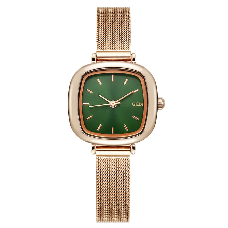 Gedi 13011-S moda aço malha senhoras pulseira relógios à prova dwaterproof água luxo feminino relógio de quartzo jóias casuais para mulher pulseira