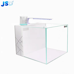 Filtre arrière JSD pour <span class=keywords><strong>aquarium</strong></span> d'eau salée, <span class=keywords><strong>aquarium</strong></span> en verre ultra-clair pour poissons marins avec écumeur de protéines, éclairage LED, pompe submersible silencieuse - Product Image 1