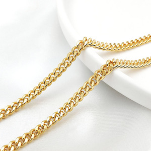 Cadena <span class=keywords><strong>de</strong></span> cobre bañada en oro real con acabado brillante que conserva el color, cadena plana para bricolaje, collar y pulsera hechos a mano - Product Image 6
