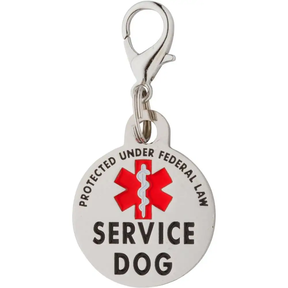 Service Dog TAG Small Breed Premium Double Sided Dog Identification 0.999 inch Engraved -Bold Protected Under Federal Law