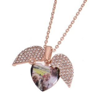 Collana con Foto Personalizzata a Forma di Cuore con Diamanti <span class=keywords><strong>e</strong></span> Ali d'Angelo Qiuhan, Ciondolo Personalizzato, Regalo Significativo per <span class=keywords><strong>Lui</strong></span>/<span class=keywords><strong>Lei</strong></span> - Product Image 5