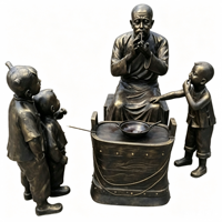 Statue de groupe de figurines chinoises traditionnelles en bronze antique moulé en résine, taille, couleur et pose personnalisables, pour sites touristiques et parcs à thème