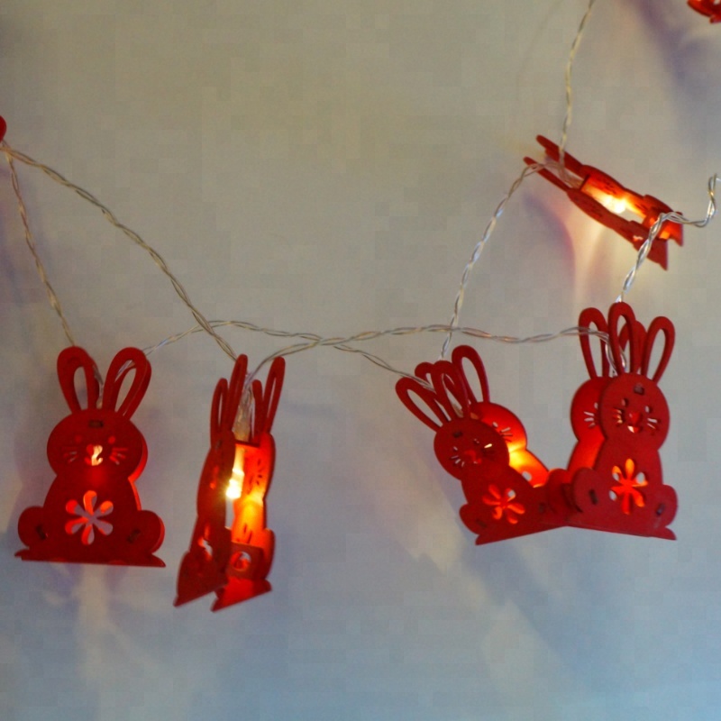 Супер яркий украшение партии последние дизайн милые животные кролик DIY Форма Деревянный свет шнура