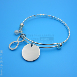 Push Pull <b>Adjustable</b> <b>Bracelet</b> Bright Silver Zinc Alloy Engraved Plate Gift Jewelry - Product Image 2