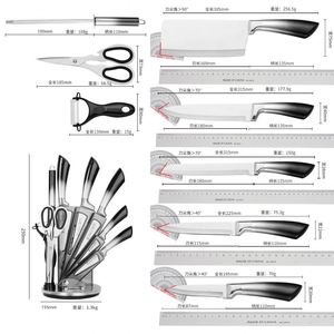 Kitchenbliss Non-Stick Coating Chef Knife <b>Sharpener</b> & Rotating Acrylic Block Stainless Steel <b>Scissors</b> Peeler Kitchen Knife Set - Product Image 3