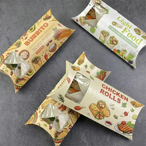 Disposable Recycled Materials Takeout Packaging for Arabic Grill <b>Wraps</b> Custom Branded Kebab Pillow Boxes Shawarma Compartment - Product Image 5