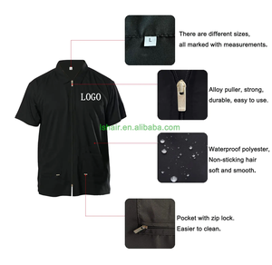 Bán buôn biểu tượng tùy chỉnh màu đen không thấm nước polyester cắt tóc thợ làm tóc Áo khoác Salon <span class=keywords><strong>Stylist</strong></span> <span class=keywords><strong>smocks</strong></span> - Product Image 4