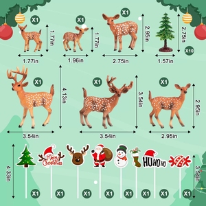 Juego de 24 Adornos para Pastel de Navidad con Temática de Animales del Bosque, Ciervos y Árboles para Decoraciones de Postres en Fiestas Navideñas Mágicas - Product Image 2
