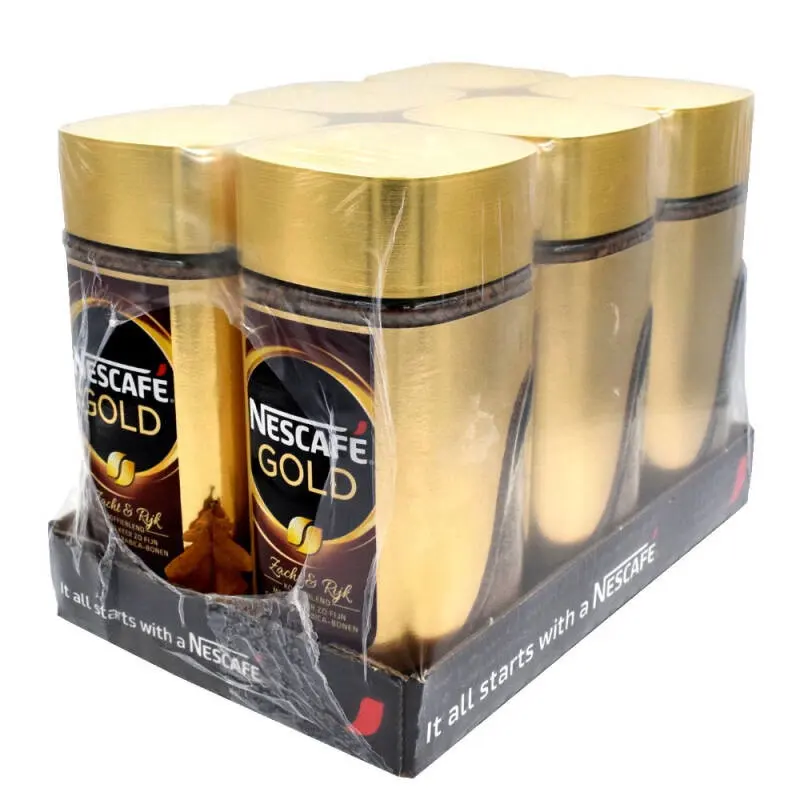 Nescafe Золотой растворимый кофе 200 г коробка без сахара мягкий вкус с ароматами шоколада и крема качество еды