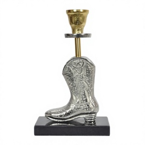Tableware Showpiece Candle <b>Stand</b> Silver and Gold Theme Elegant Candle Holder Unique Horse Riding <b>Boot</b> Candle <b>Stand</b> Equestrian - Product Image 1