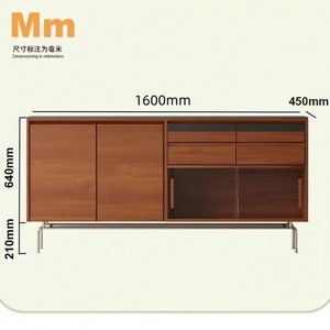 Nordic Vintage <b>Sideboard</b> Solid Wood Slab <b>Storage</b> Cabinet Japanese Style High End Tea Cabinet Desktop <b>Storage</b> - Product Image 4