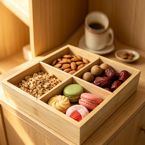Wooden dried fruit plate, fruit <b>snack</b> plate, living room dessert <b>tray</b>, compartmentalized plate, candy, nut, and melon seed - Product Image 1