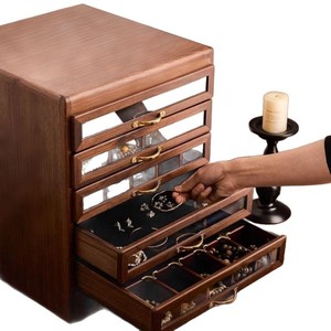 ตู้เก็บเครื่องประดับหกชั้น ทำจากไม้วอลนัทสีดำอเมริกาเหนือ สำหรับใช้ภายในอาคาร เหมาะสำหรับผู้ใหญ่ - Product Image 5