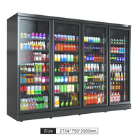 Vitrine réfrigérée de supermarché avec porte vitrée et refroidissement par air