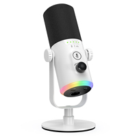 Microphone dynamique professionnel BKX-43 blanc avec éclairage RGB, cardioïde USB/XLR pour podcast, jeux et diffusion en direct