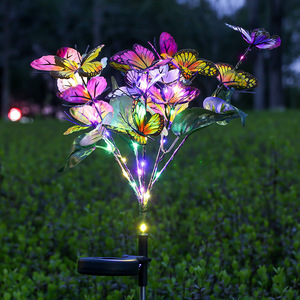 Nuevo diseño al aire libre impermeable decorativo Solar jardín mariposa flor césped luces para Patio terraza acceso - Product Image 1