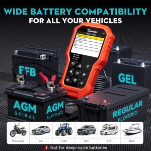Probador de Baterías de Auto VDIAGTOOL BT500 12V/24V para Baterías VRLA, GEL, <span class=keywords><strong>AGM</strong></span>, EFB, Comprobación de Salud de Baterías de Arranque Sumergidas Regulares 5-3000CCA - Product Image 3