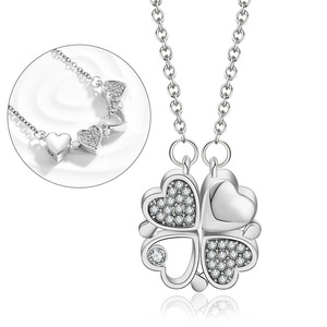 Collar de Cristal CZ de Acero Inoxidable Chapado en Oro de 18K para Mujer Trendy <span class=keywords><strong>4</strong></span> Heart Magnetic <span class=keywords><strong>Clover</strong></span> Link Lucky Four Heart <span class=keywords><strong>Leaf</strong></span> <span class=keywords><strong>Clover</strong></span> - Product Image 4