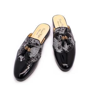 새로운 스타일 수제 정품 가죽 캐주얼 디자인 남성 슬라이드 슬리퍼 신발 반 슬립 패션 남성 신발 - Product Image 2