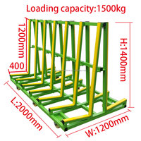 3300lb 2 Meter Glas ein Rahmen vertikales Lager regal Granit Transport regale Wagen mit 6 Rädern