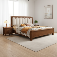 Lit double en bois avec tête de lit rembourrée en éponge haute élasticité, minimaliste et luxueux, sans affaissement, vente chaude