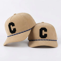 Casquette de baseball personnalisée en velours côtelé de qualité supérieure, 5 panneaux, broderie chenille, snapback, bicolore, pour hommes et femmes