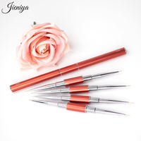 Pinceau à double extrémité pour nail art Jinieya, nouveau style, orange-rouge, pinceau à double tête, pinceau à rayures