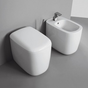 Flaminia Monò moderno Design europeo One-Piece WC Back to Wall con ciotola allungata per bagno o Villa materiale metallico - Product Image 3