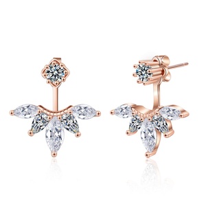 Korean Style Back-<b>Hook</b> Zircon <b>Earrings</b> CZ Copper Jewelry Shiny Cubic Zirconia Stud <b>Earrings</b> for Women Wholesale Factory Jewelry - Product Image 1