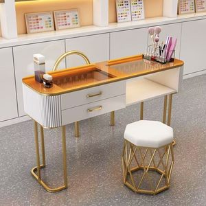 <span class=keywords><strong>Table</strong></span> de <span class=keywords><strong>manucure</strong></span> moderne et luxueuse simple <span class=keywords><strong>Table</strong></span> à ongles <span class=keywords><strong>pliante</strong></span> en verre japonais blanc avec rangement simple et lumière en métal durable - Product Image 4