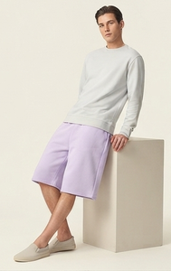 Shorts amples pour hommes de couleur lavande, taille élastique, coupe décontractée, taille mi-haute, style streetwear - Product Image 2