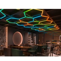 E-top Haute Qualité Éclairage Intérieur Moderne RVB Hexagonal 5-Grille Lumière Led Pour Décor Restaurant et Salle de Jeux Vidéo