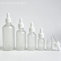 Flacon compte-gouttes en verre dépoli avec couvercle blanc, 5ml, 10ml, 15ml, 30ml, 50ml, 100ml, pour produits de beauté, maquillage, huiles essentielles, baume à lèvres, vente en gros
