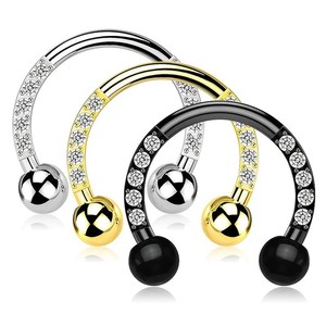 Anneaux de nez en forme de fer à cheval en acier inoxydable avec zircon incrusté et extrémité boule, bijoux de piercing, cadeau, accessoire de mode - Product Image 5