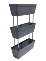 Jardinière verticale en plastique style nordique avec tube de support métallique et réservoir, bac de plantation surélevé pour balcon