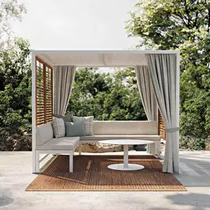 Cabana dış mekan mobilyası salon seti modern gölgelik güneş şezlong daybed alüminyum çerçeve şezlong lüks sunbed