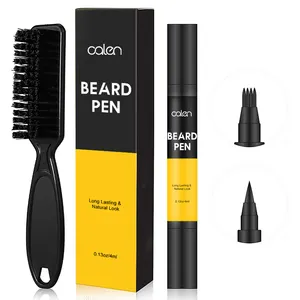Kit de lápiz de larga duración para hombre, juego de pluma de llenado de barba, resistente al agua, con cepillo, color negro y marrón oscuro, novedad
