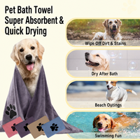 Serviette de bain pour animaux de compagnie avec logo personnalisé, microfibre super absorbante, serviette pour chien et chat, polaire corail, épaisse et douce, OEM en gros, 35x75/50x100/70x140cm