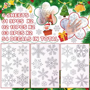 Lot de 6 autocollants décoratifs en PVC pour fenêtre et porte, motif flocon de neige Art Déco, pour Noël, fêtes et Nouvel An - Product Image 6