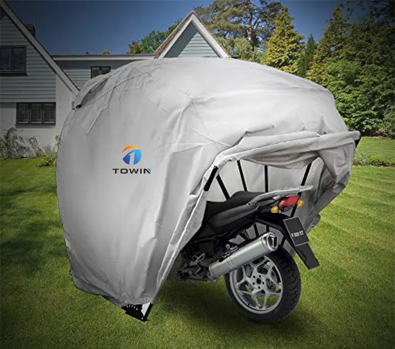 Anti-Uv Waterdichte Afsluitbare Motorschuilplaats Scootmobiel Hoes Met Gebluste Stalen Frame Motorfiets Shelter Cover